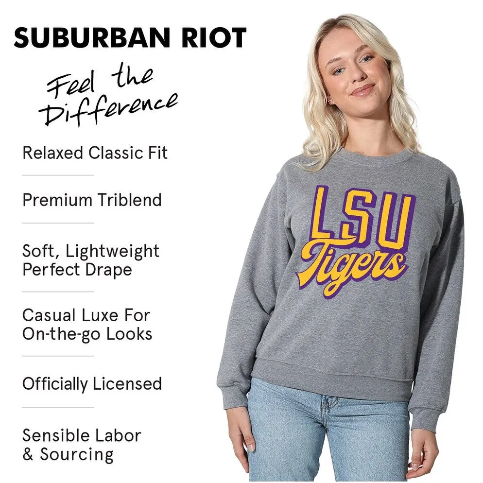 Louisiana State University Classic Script Willow Women's Long Sleeve Fleece Sweatshirt sold by Zulily