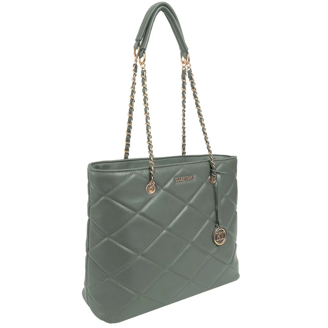 Ellen Tracy Chain Faux Smooth Leather Quilted Tote sold by Zulily product image thumbnail 3