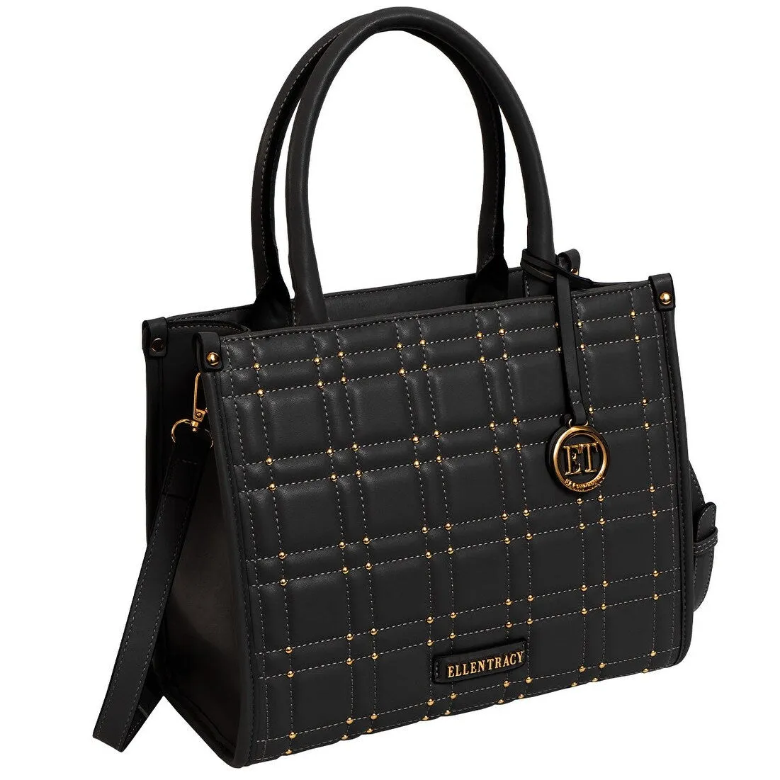 Ellen Tracy Chain Faux Smooth Leather Square Quilted Satchel Bag sold by Zulily