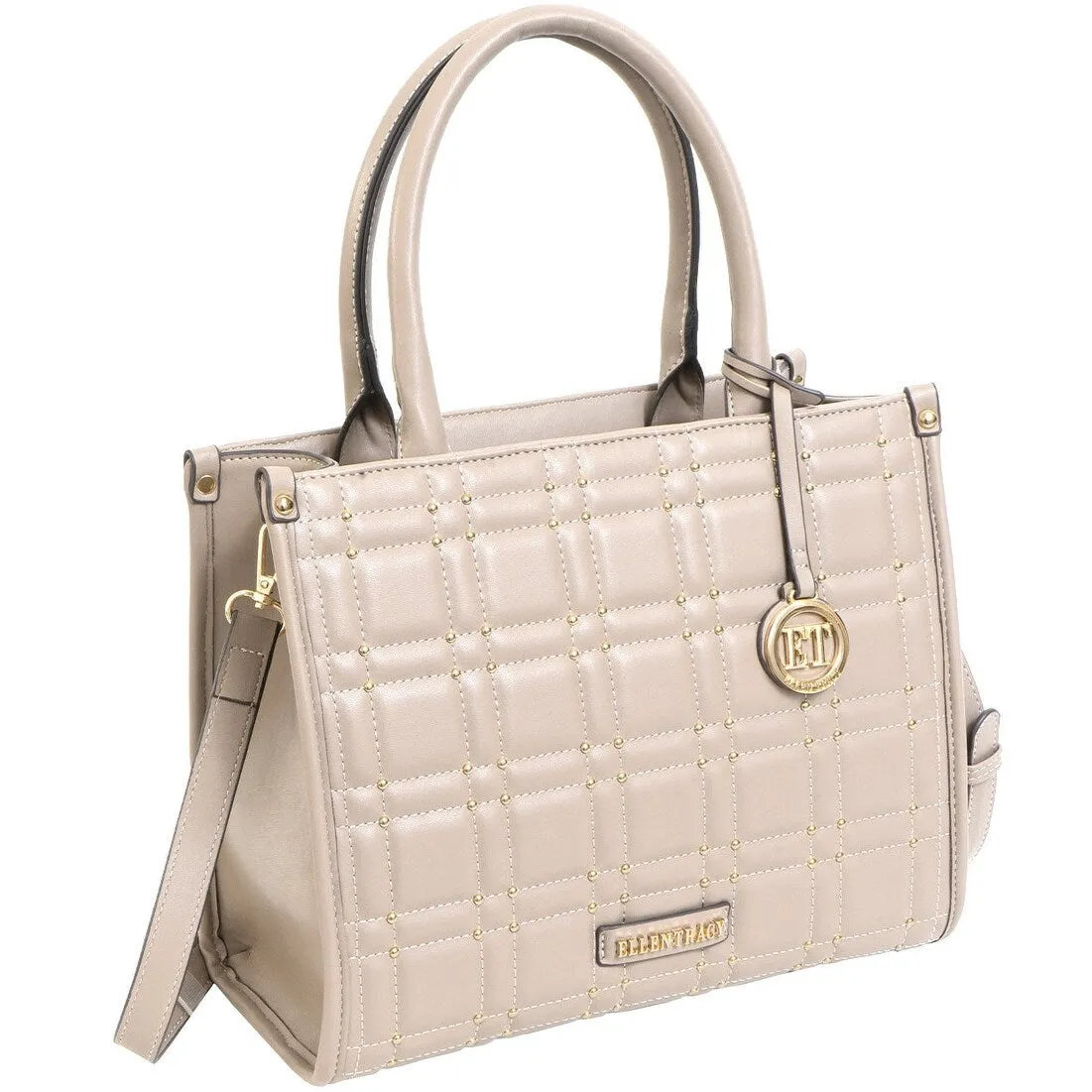 Ellen Tracy Chain Faux Smooth Leather Square Quilted Satchel Bag sold by Zulily product image thumbnail 2