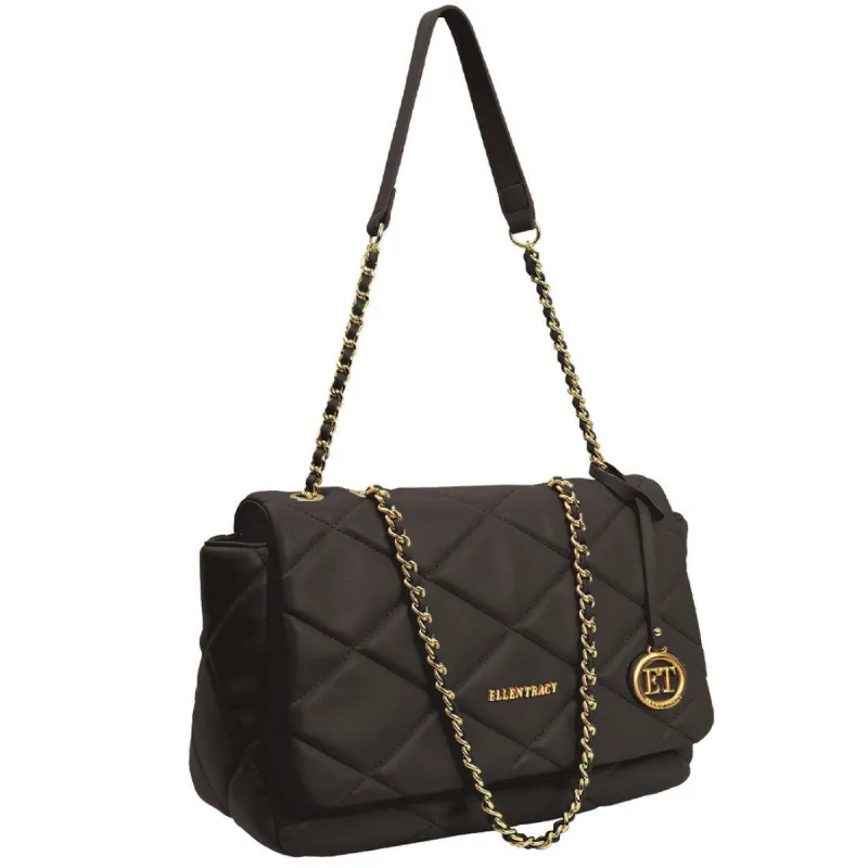 Ellen Tracy Chain Faux Smooth Leather Quilted Shoulder Bag sold by Zulily