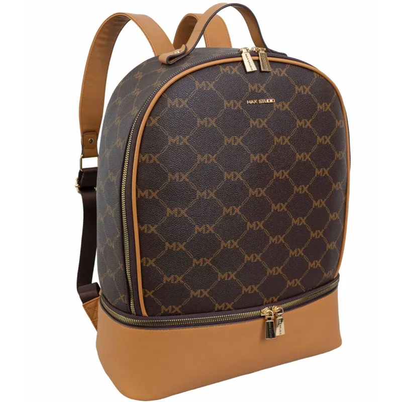 Max Studio Signature Print Faux Leather Drop Bottom Backpack sold by Zulily