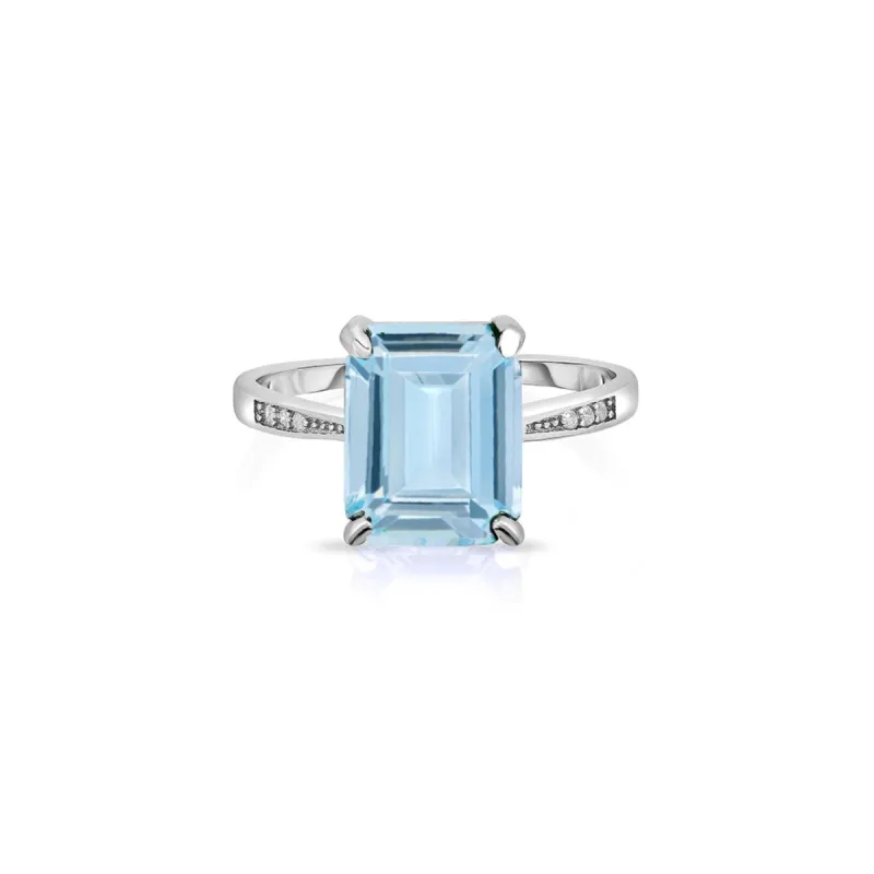 925 Sterling Silver 4.00 CTTW Emerald Cut Blue Topaz Ring Band Sizes 5-9 - Blue Topaz sold by Zulily