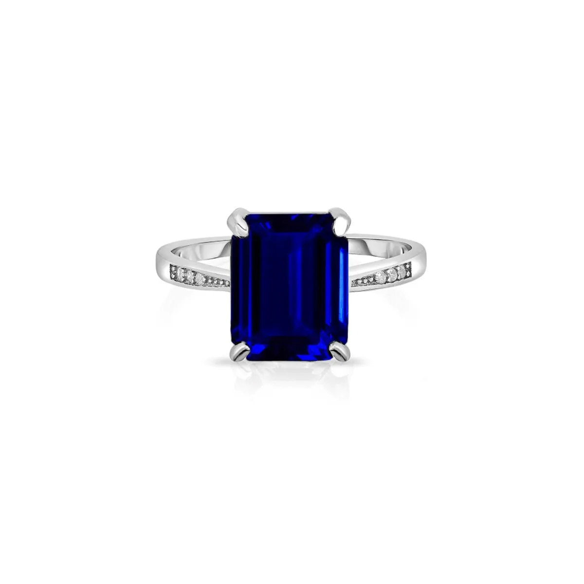 925 Sterling Silver 4.00 CTTW Emerald Cut Sapphire Ring Band Sizes 5-9 sold by Zulily