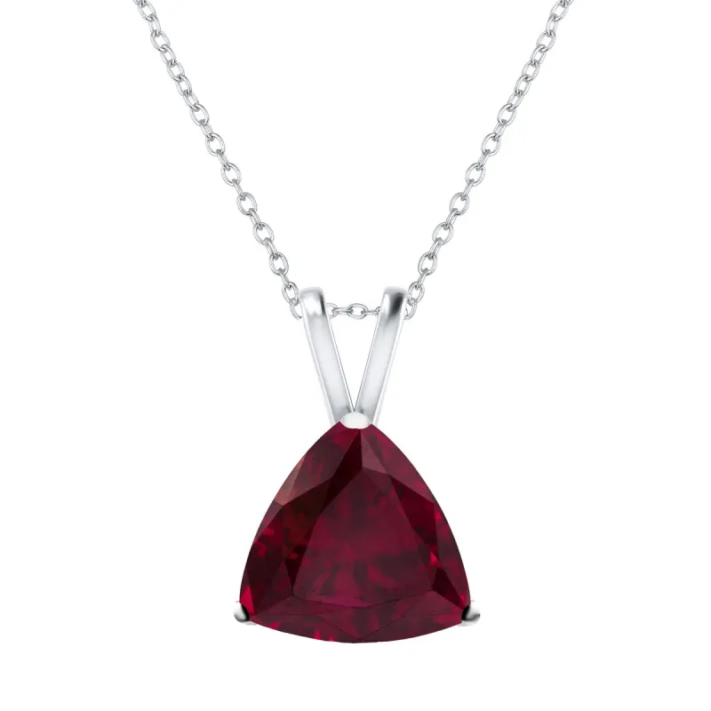 2.50 CT Ruby Sterling Silver Trillion Pendant Necklace sold by Zulily