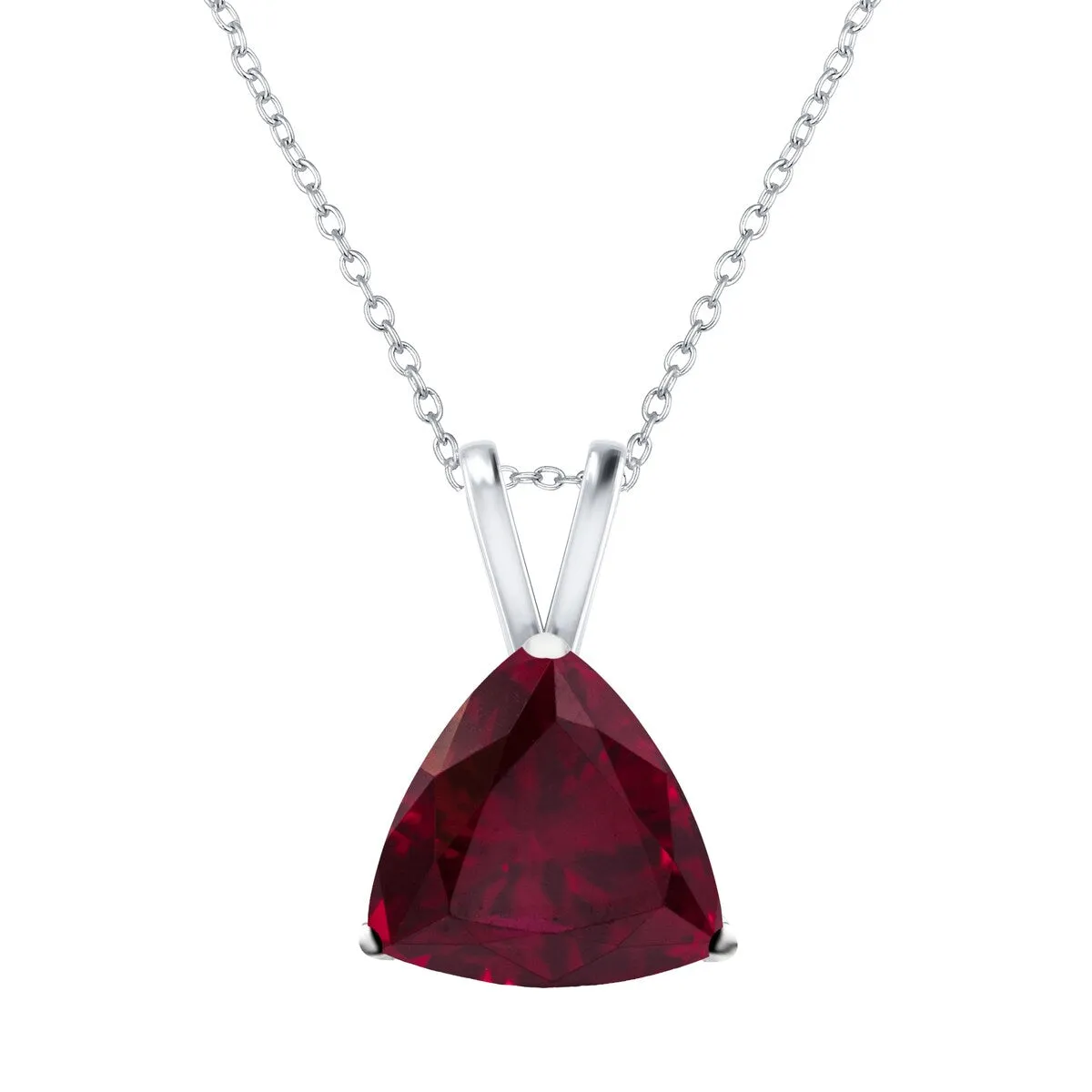 2.50 CT Ruby Sterling Silver Trillion Pendant Necklace sold by Zulily