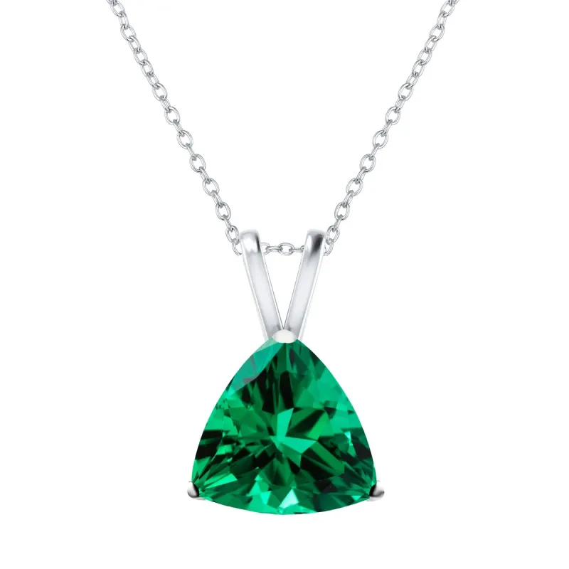 1.50CT Emerald Sterling Silver Trillion Pendant Necklace sold by Zulily