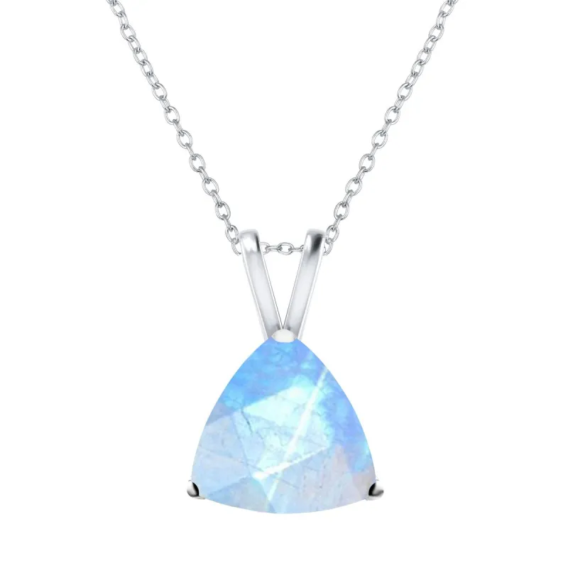 Sterling Silver Moonstone Trillion Solitaire Pendant Necklace sold by Zulily