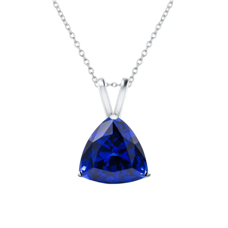 Blue Sapphire Sterling Silver Trillion Pendant Necklace sold by Zulily