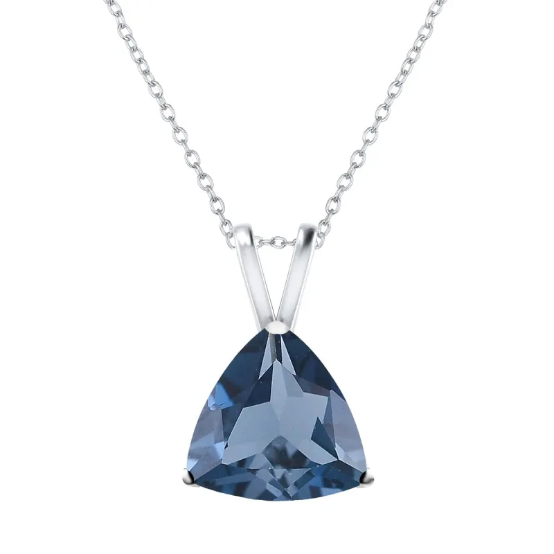 Natural London Blue Topaz Sterling Silver Trillion Pendant Necklace sold by Zulily