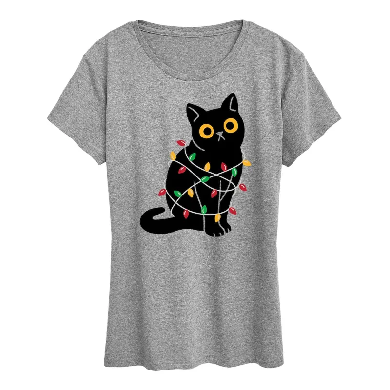 Cat Wrapped In Christmas Lights Plus Tee sold by Zulily