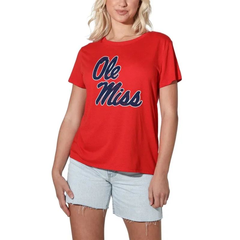University of Mississippi Distressed Primary Logo Women's Loose T Shirt made by Zulily