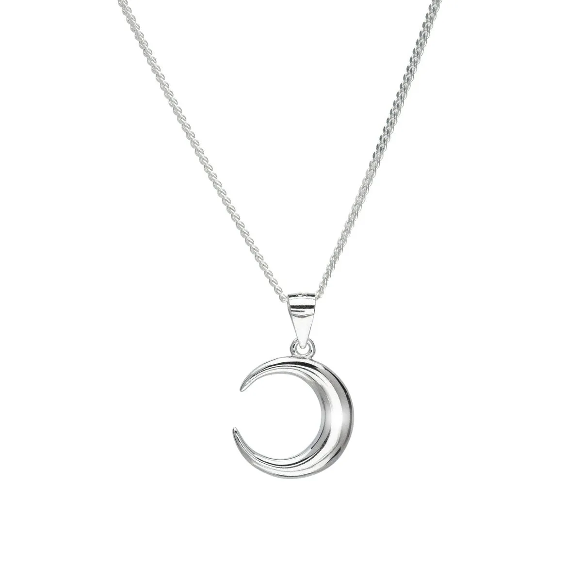 Sterling Silver Crescent Moon Pendant Necklace - White sold by Zulily