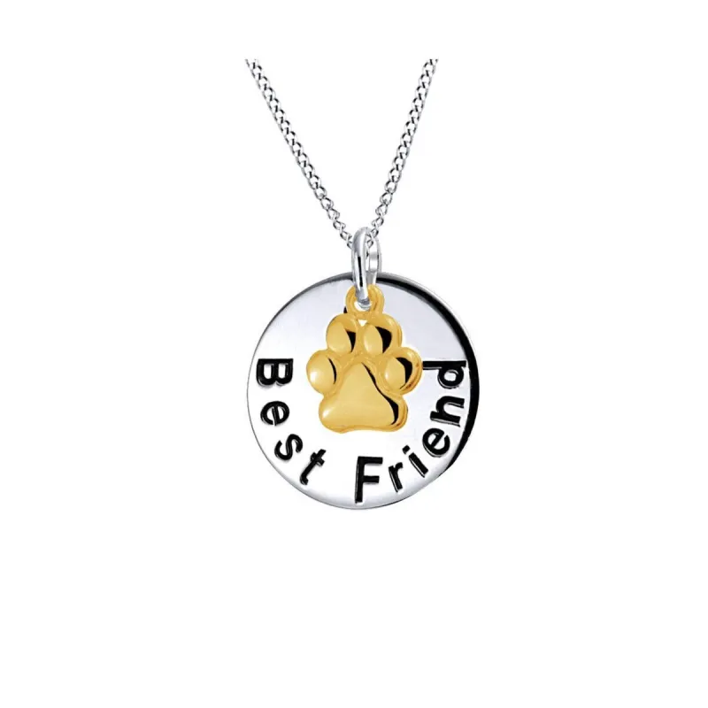 Silvertone Goldtone Best Friend Pendant With Paw Print - White sold by Zulily