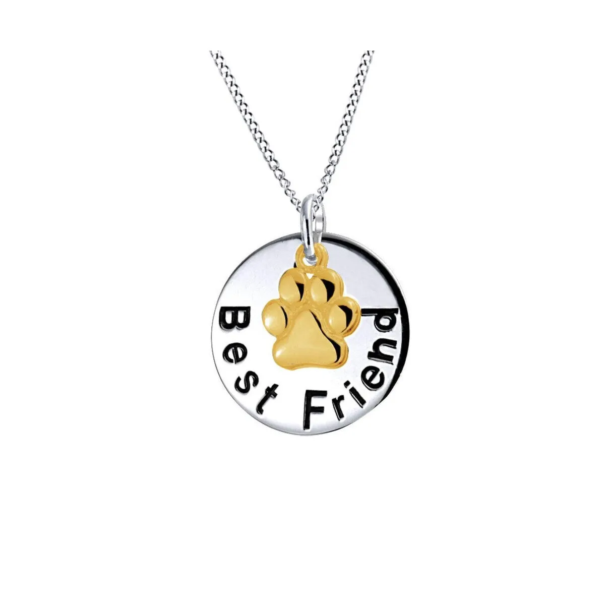 Silvertone Goldtone Best Friend Pendant With Paw Print - White sold by Zulily