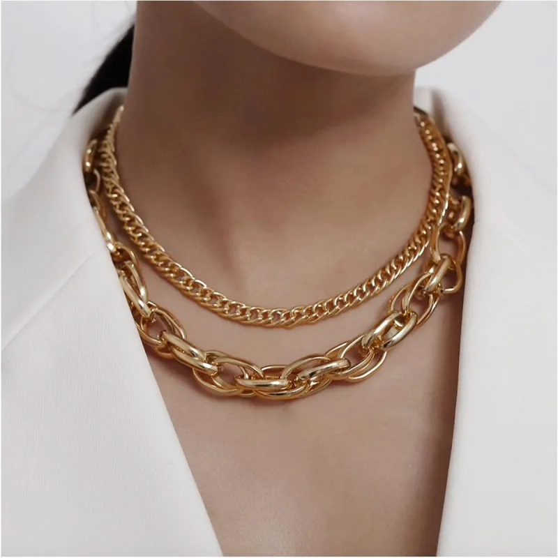 Goldtone Chain Link Layered Necklace - White sold by Zulily