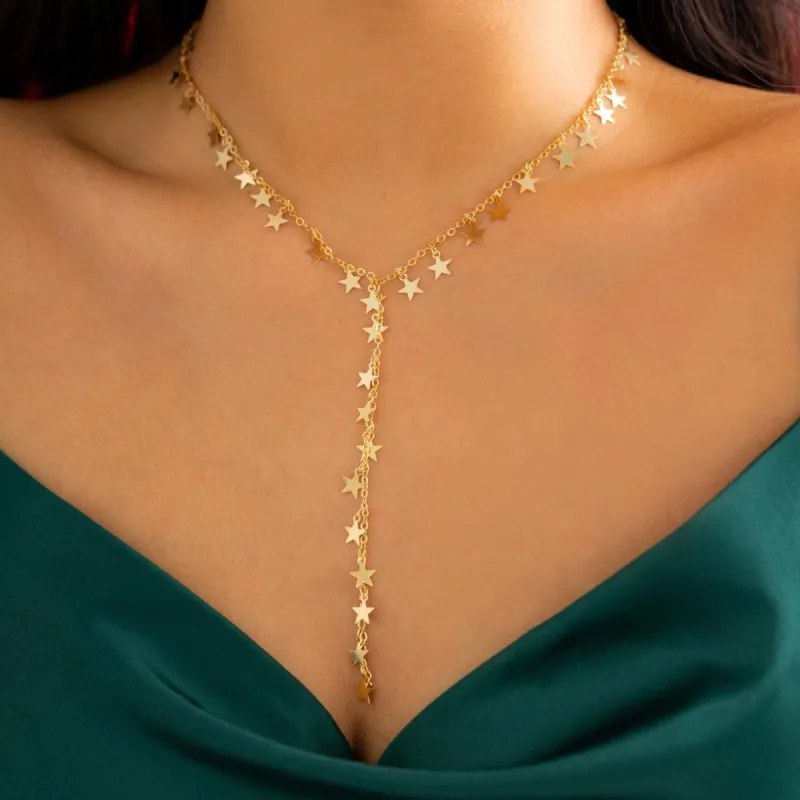 Goldtone Hanging Stars Necklace - White sold by Zulily