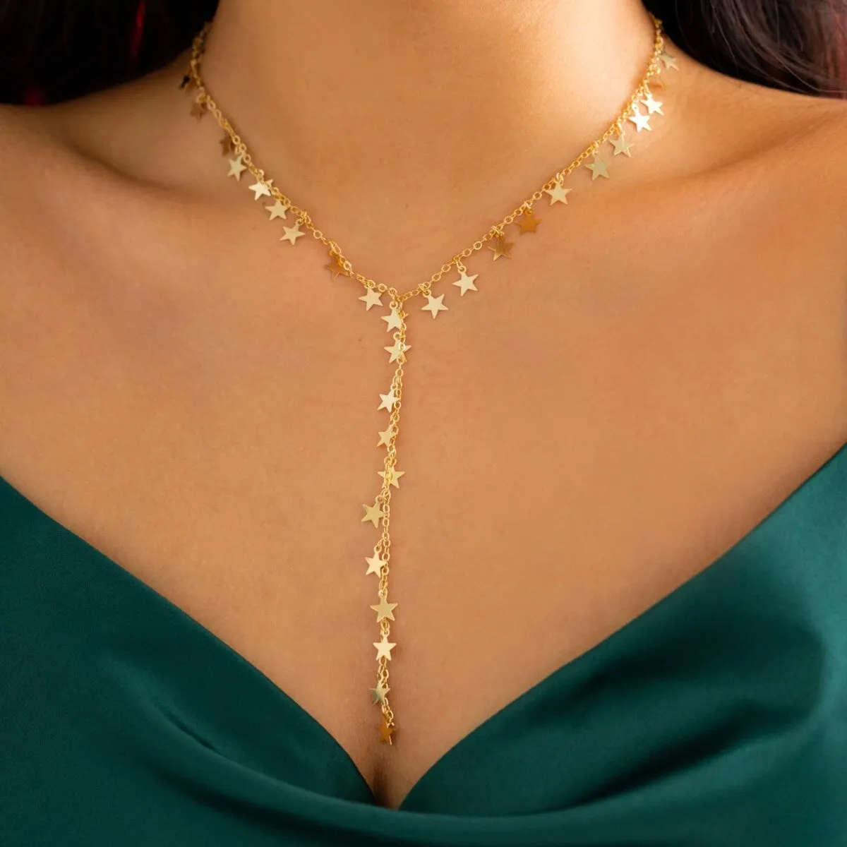 Goldtone Hanging Stars Necklace - White sold by Zulily