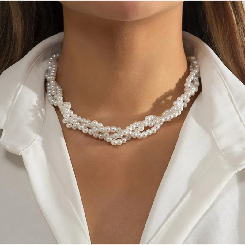 Imitation Pearl Twisted Choker Necklace - White sold by Zulily