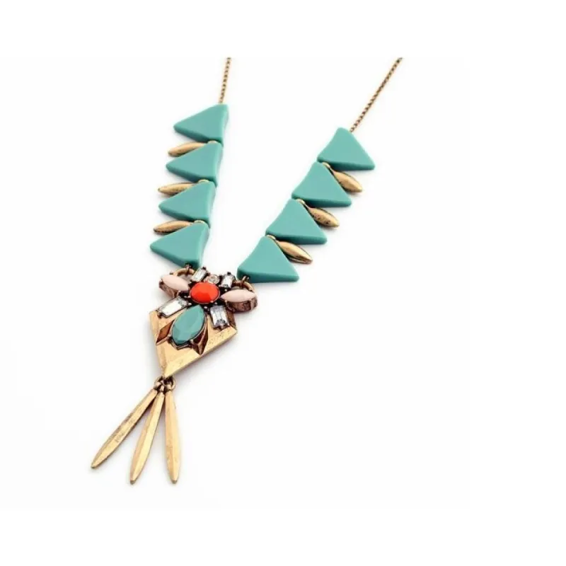 Teal Red Art Deco Necklace - White sold by Zulily