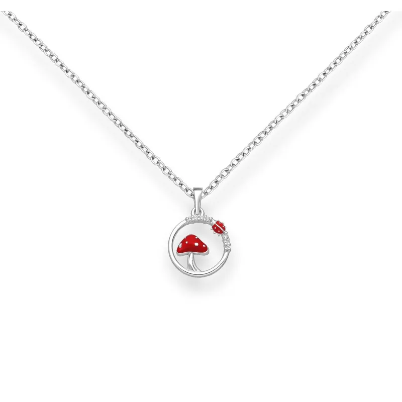 Sterling Silver Red Mushroom & Ladybug Pendant Necklace sold by Zulily