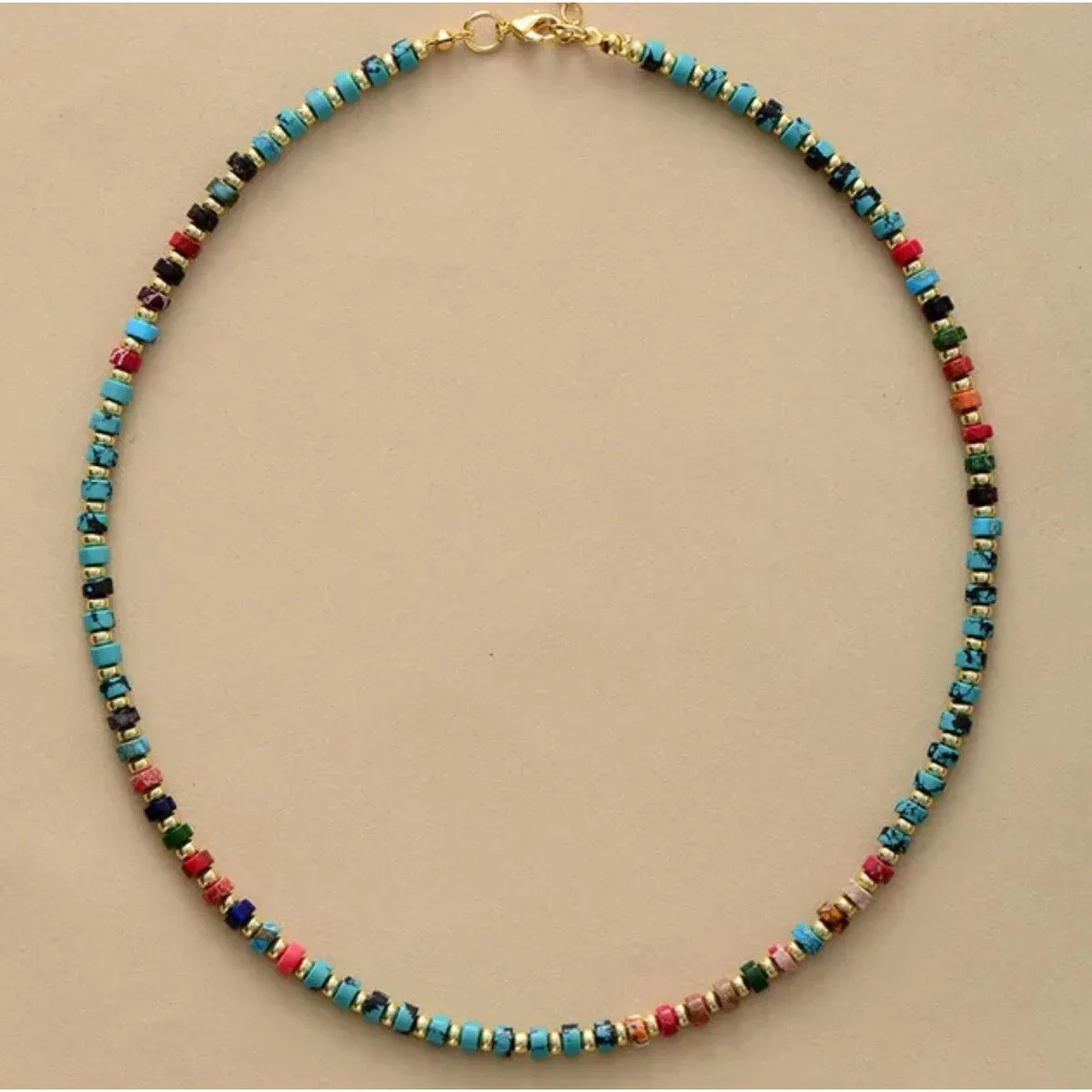 Goldtone & Multi Colored Jasper Beaded Choker Necklace - White sold by Zulily
