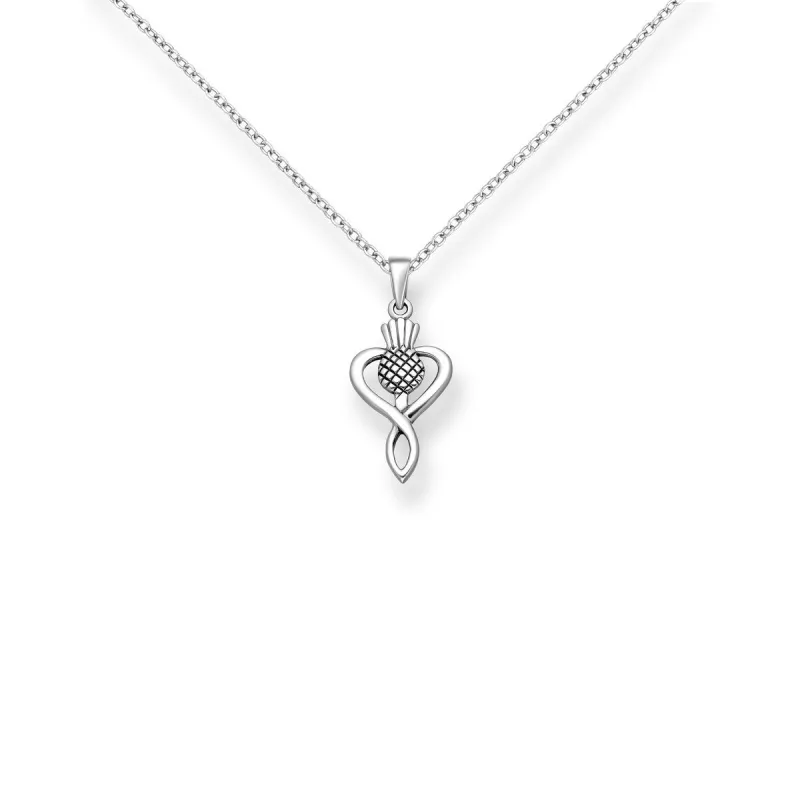 Sterling Silver Oxidized Thistle Pendant Necklace - White sold by Zulily