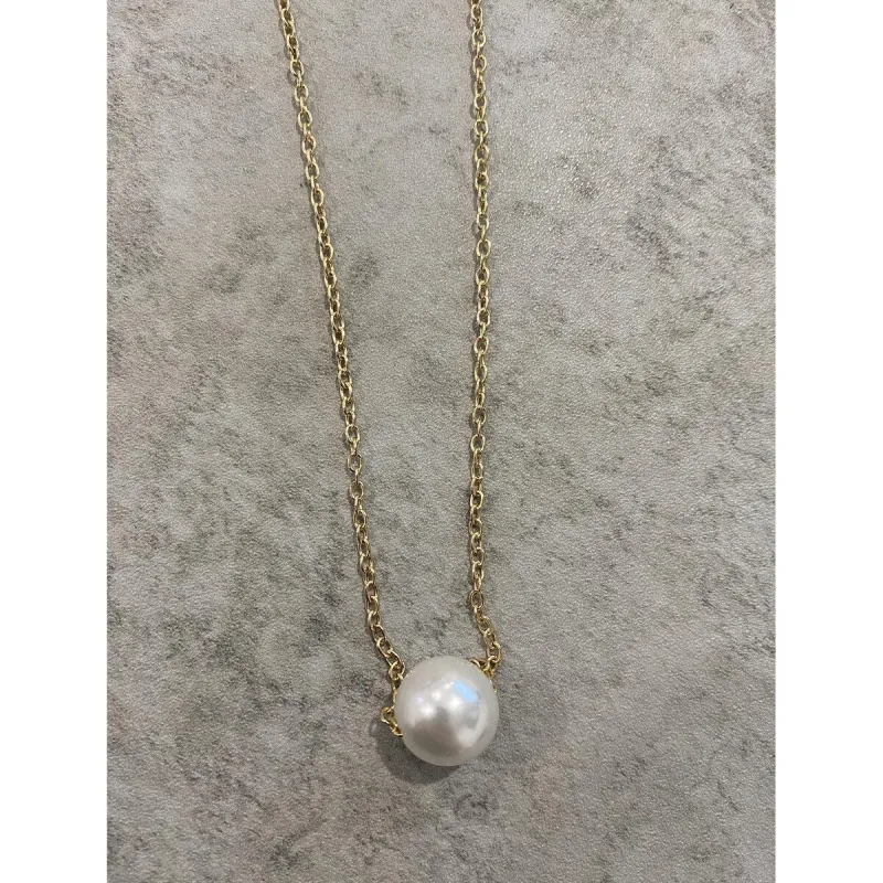 Goldtone Solitaire Faux Pearl Pendant Necklace - White sold by Zulily