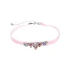 Pink Velvet Multi Colored Crystal Choker Necklace - White sold by Zulily
