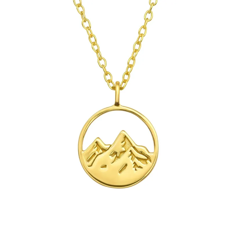 Goldtone Plated Sterling Silver Mountain Range Pendant Necklace - White sold by Zulily
