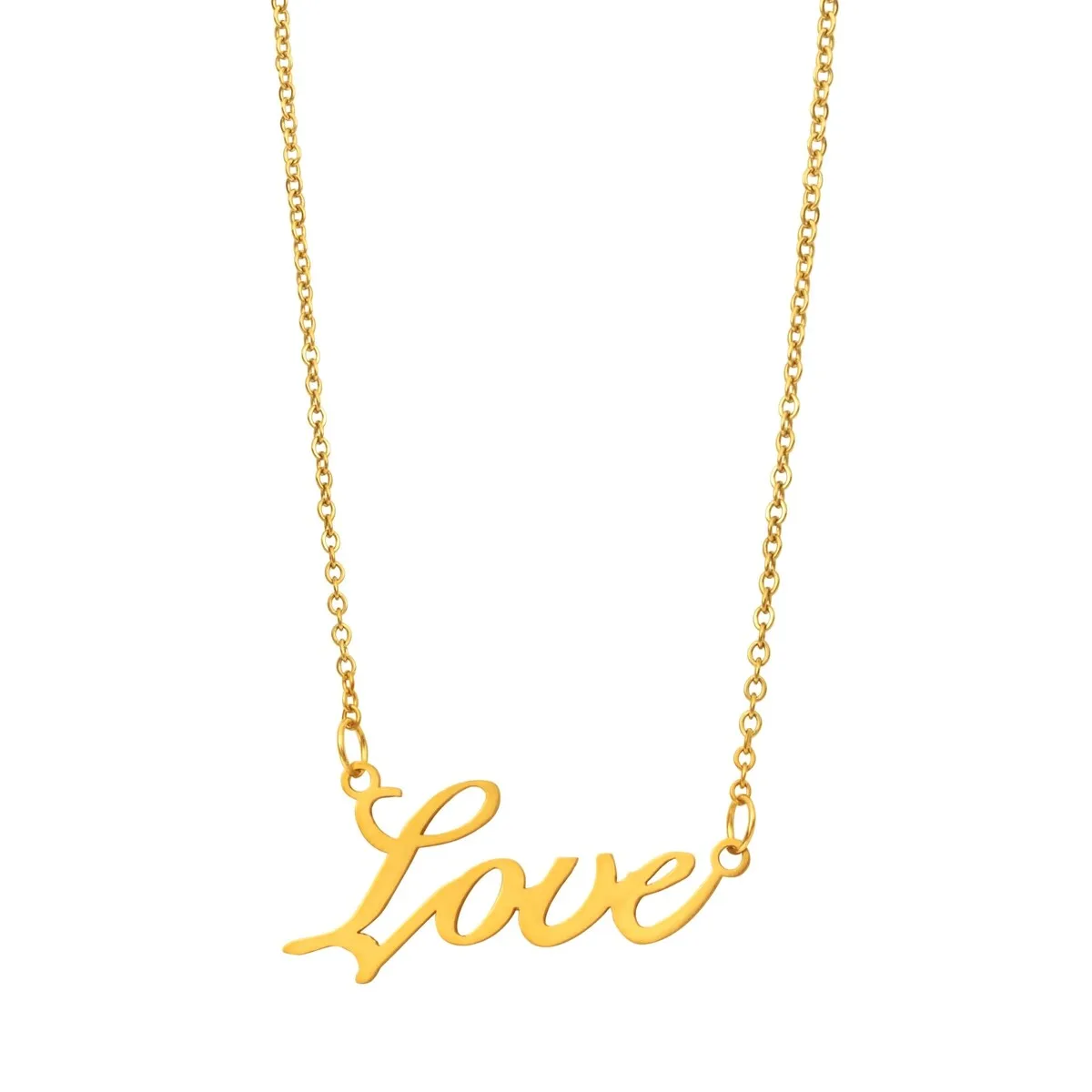 Goldtone Stainless Steel Love Pendant Necklace - White sold by Zulily