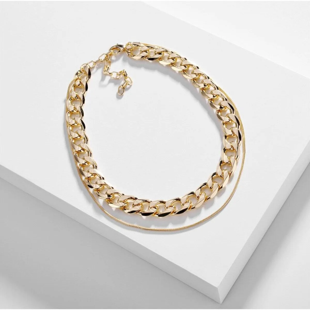 Goldtone Chain Link Layered Necklace - White sold by Zulily