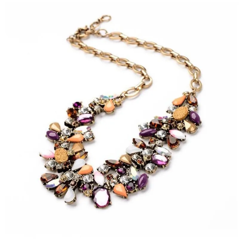 Orange Pink Clustered Bib Pendant Necklace - White sold by Zulily