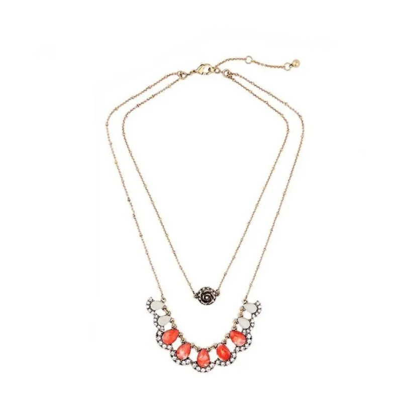 Goldtone Rose White Coral Teardrop Layered Necklace sold by Zulily