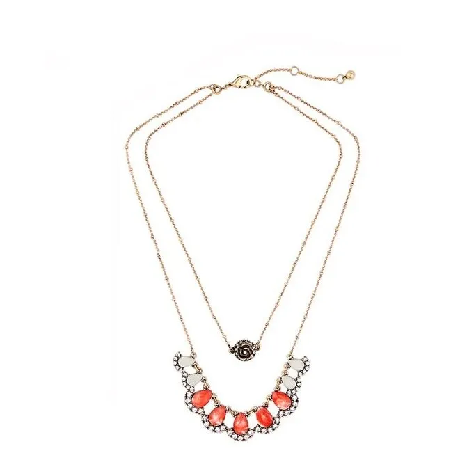Goldtone Rose White Coral Teardrop Layered Necklace sold by Zulily