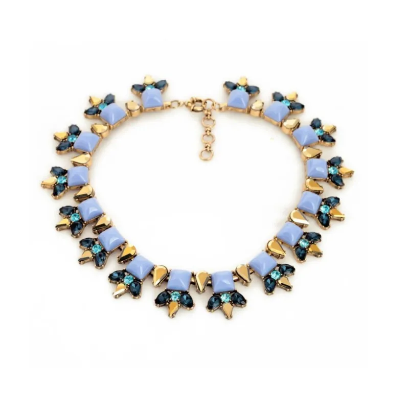 Blue Green Crystal Bib Necklace - White sold by Zulily