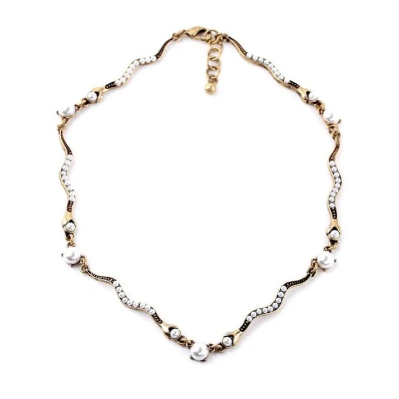 Brass Pearl Collar Necklace - White sold by Zulily