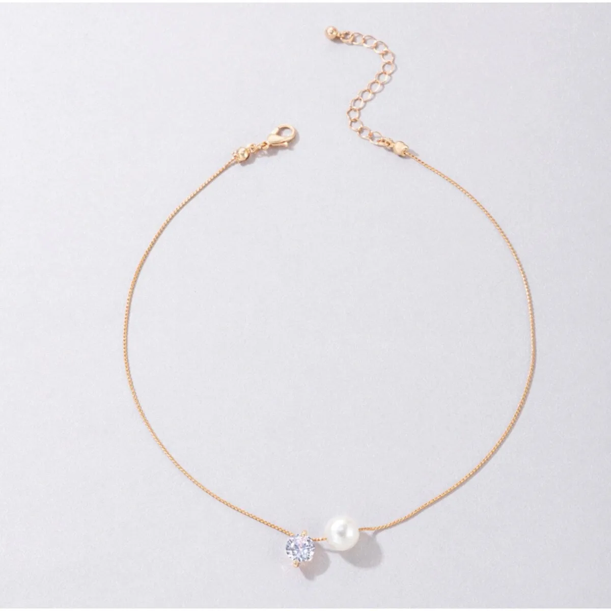 Goldtone Imitation Pearl & Crystal Dainty Necklace - White sold by Zulily product image thumbnail 2