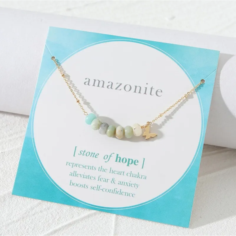 Goldtone Amazonite Butterfly Pendant Necklace Gift Set - White sold by Zulily