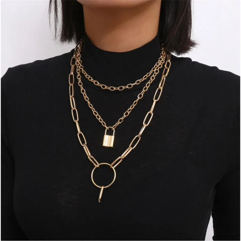 Goldtone Chain Necklace With Lock - White sold by Zulily