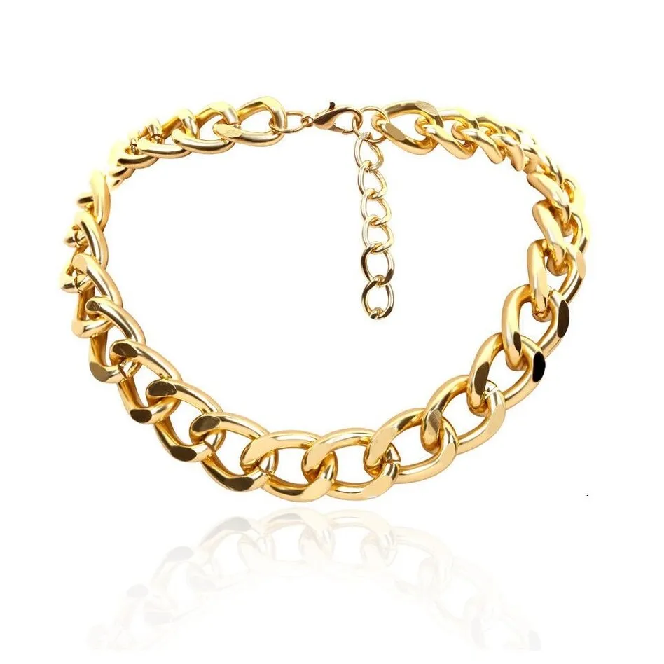 Gold Tone Chunky Chain Necklace - White sold by Zulily