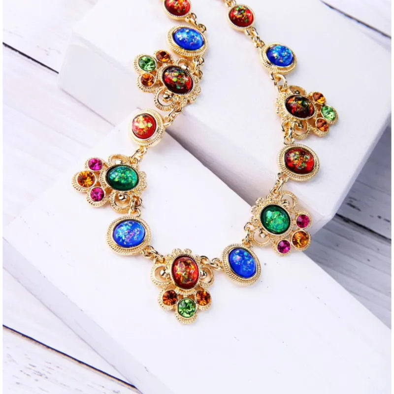Jewel Tone Crystal Collar Necklace - White sold by Zulily