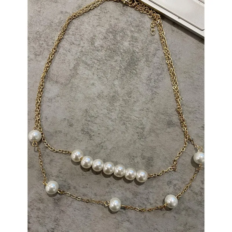 Goldtone Layered Faux Pearl Necklace - White sold by Zulily