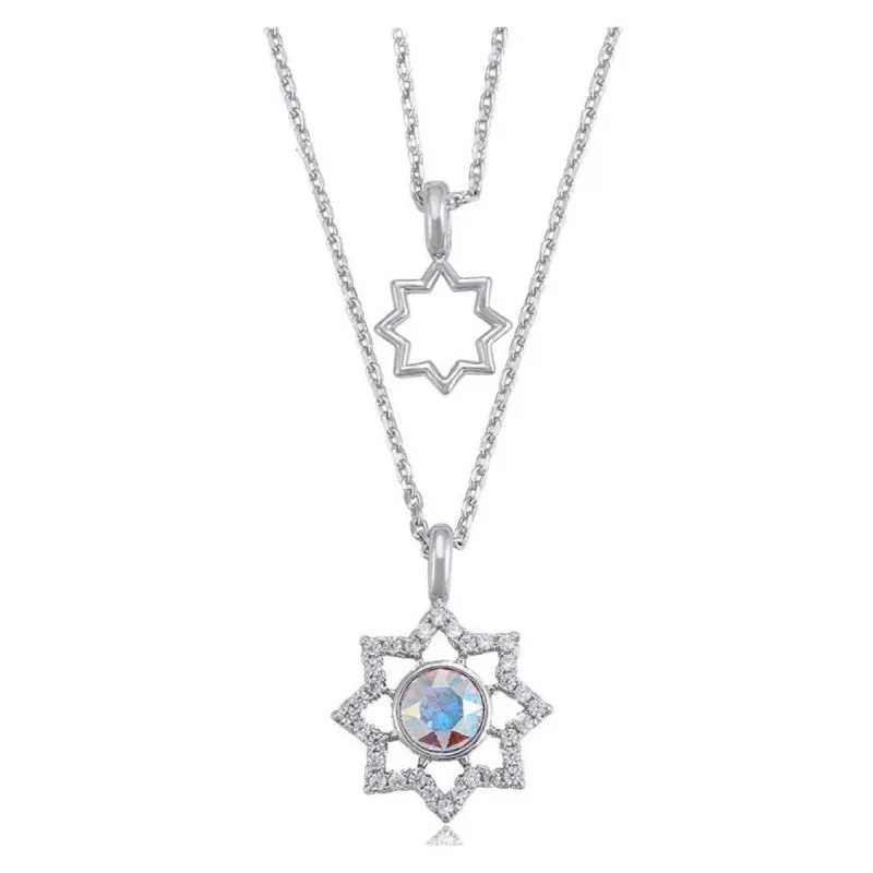 Silvertone Aurora Borealis Swarovski Crystal Star Layered Necklace - White sold by Zulily