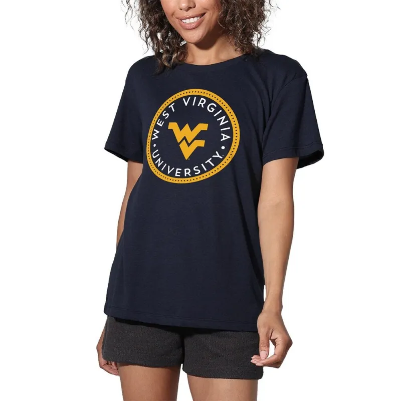 West Virginia University Plaid Badge Women's Loose T Shirt sold by Zulily