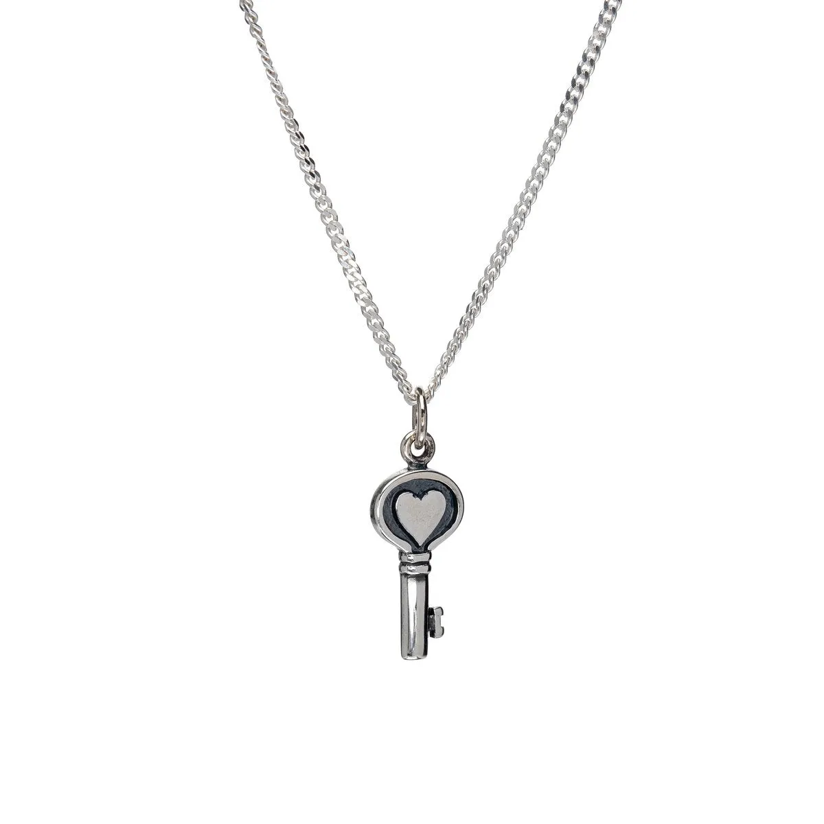 Sterling Silver Heart Key Pendant Necklace - White sold by Zulily