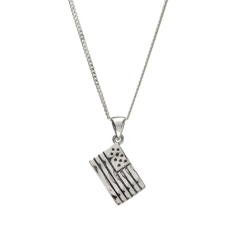 Sterling Silver American Flag Pendant Necklace - White sold by Zulily