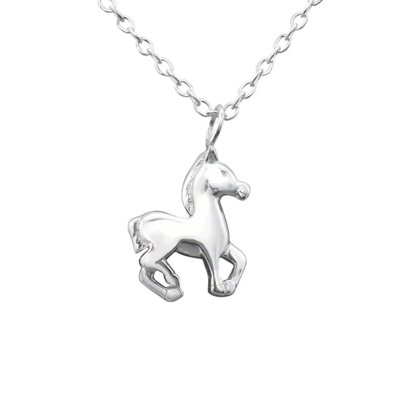 Sterling Silver Horse Pendant Necklace - White sold by Zulily