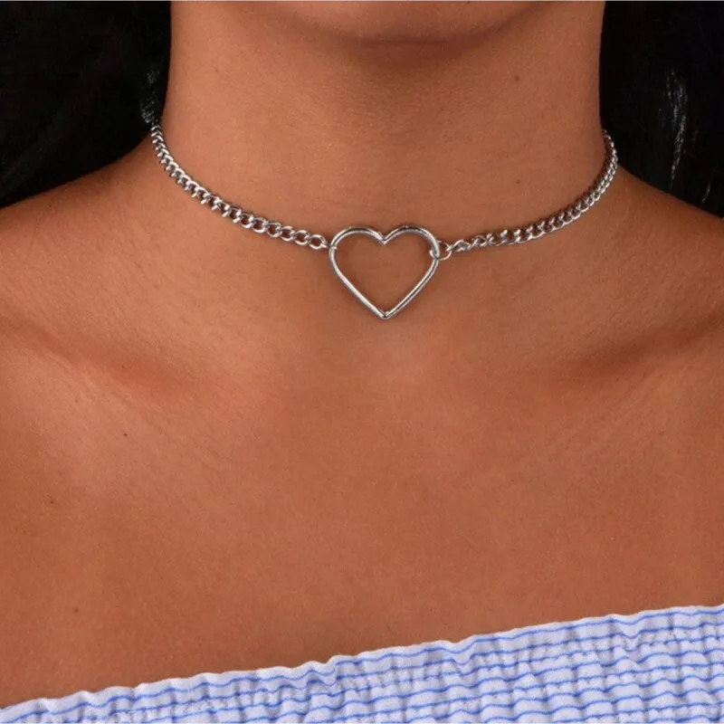 Silvertone Open Heart Choker Necklace (111522-96) - White sold by Zulily
