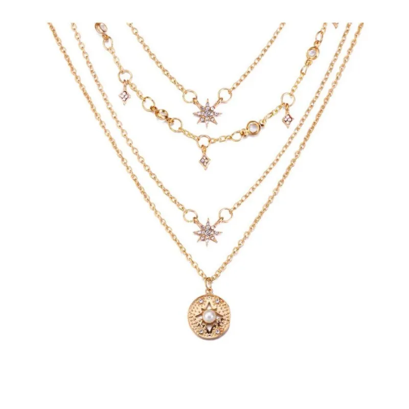 Goldtone Crystal Star Layered Necklace - White sold by Zulily